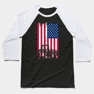 American Flag Tractor USA Baseball T-Shirt